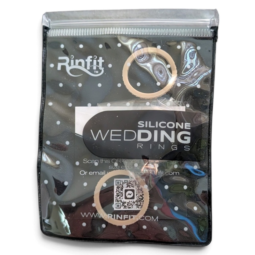 Rinfit Silicone Wedding Ring 3-Piece Stackable Set Nude Rose Gold Size 10